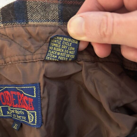 VTG Ponderosa Wool‎ Blnd Plaid Rugged Button Shirt Mens XL Outdoor Brown PATCHED - Picture 5 of 6